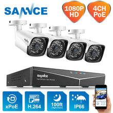 SANNCE 4CH HD 1080P XPOE CCTV NVR System 4PCS 2M IP Cameras Outdoor Weatherproof Home Video Security Surveillance Cameras System