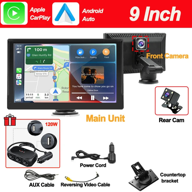 7/9 Wireless Carplay Android Auto Automotive Multimedia GPS Car Play Car radio With Built-in Dashcam Car intelligent systems