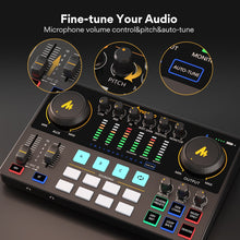 Maono Audio Interface DJ Mixer All in One Portable Podcast Studio for Recording Live Streaming Youtube Guitar PC Sound Card Kit