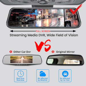 10'' Dash Camera For Car Video Recorder Rearview Mirror Dash Cam Front and Rear Camera Mirror DVR Black Box Auto Dashcam Vehicle