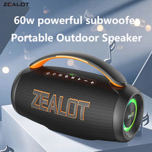 Zealot P12 60W Wireless Speakers, Outdoor Portable Subwoofer Speaker ,Dual Pairing,8000mAh Battery, For Home, Car, Outdoor.