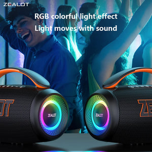 Zealot P12 60W Wireless Speakers, Outdoor Portable Subwoofer Speaker ,Dual Pairing,8000mAh Battery, For Home, Car, Outdoor.