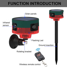 Solar Outdoor Animal Repeller Wireless Remote Control 1200mAh Beast Repeller 13 Sounds Recordable IP55 for Wild Boar Rabbit Deer