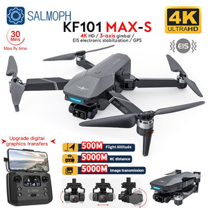 KF101 MAX-S Drone Professional With 4K Camera 5KM WIFI 500m Height EIS 3-axis Gimbal FPV Brushless Quadcopter RC GPS Dron