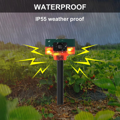 Solar Outdoor Animal Repeller Wireless Remote Control 1200mAh Beast Repeller 13 Sounds Recordable IP55 for Wild Boar Rabbit Deer