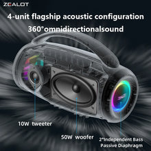 Zealot P12 60W Wireless Speakers, Outdoor Portable Subwoofer Speaker ,Dual Pairing,8000mAh Battery, For Home, Car, Outdoor.