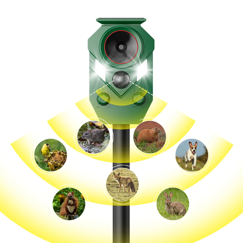 Solar Ultrasonic Animal Repeller Device Deer Repellent Device Animal Repellent for Deer Squirrels Cats Dogs Raccoons Rabbits