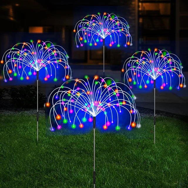 Solar LED Fairy Pathway Lights Outdoor Waterproof Firework Decor Garden Lawn Solar Power Lamp For Yard Balcony Patio Christmas