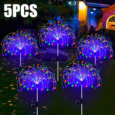 Solar LED Fairy Pathway Lights Outdoor Waterproof Firework Decor Garden Lawn Solar Power Lamp For Yard Balcony Patio Christmas