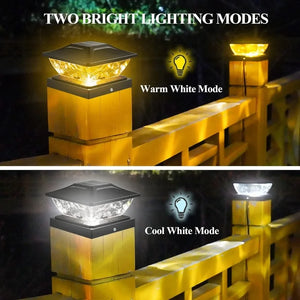 Solar Post Lights Outdoor, Waterproof Solar Powered Light Fit 3.5x3.5 4x4 4.5x4.5 5x5 Posts, Solar Post Cap Lights Outdoor