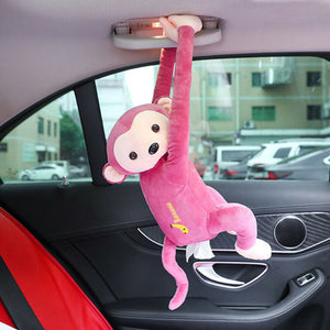 Creative Cartoon Monkey Home Office Car Hanging Paper Napkin Tissue Box Cover Holder Portable Paper Box