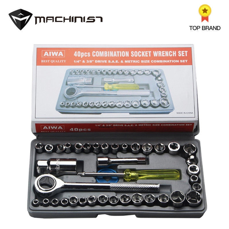 40pcs/Set Wrench Socket Set Emergencytool Car Sleeve Combination Car Screw Removal Installation Tool Auto Motorcycle Repair