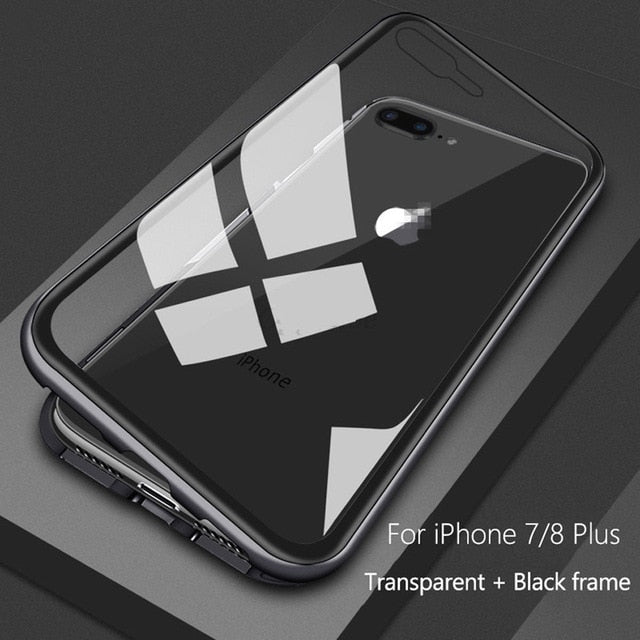 Metal Magnetic Case For iPhone XR XS MAX X 8 Plus 7 10 Tempered Glass Back Magnet Cases Cover For iPhone 7 6 6S Plus Case