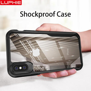LUPHIE Shockproof Armor Case For iPhone XS XR 8 7 Plus Transparent Case Cover For iPhone 6 6S Plus 5 XS Max Luxury Silicone Case
