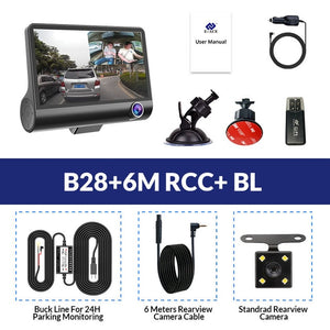 E-ACE Car DVR 3 Cameras Lens 4.0 Inch Dash Camera Dual Lens With Rearview Camera Video Recorder Auto Registrator Dvrs Dash Cam