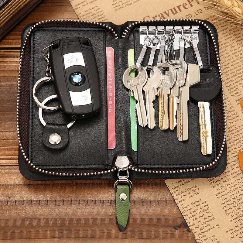 Men Key Leather Case Key Key Wallets  Coin Purse Multifunction  Holder Housekeeper Keys keychain wallet  keychain bag