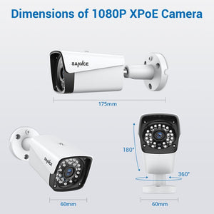 SANNCE 4CH HD 1080P XPOE CCTV NVR System 4PCS 2M IP Cameras Outdoor Weatherproof Home Video Security Surveillance Cameras System