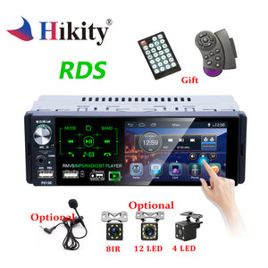 Hikity Autoradio1 din Car Radio 4.1" Inch Touch Screen Car Stereo Multimedia MP5 Player Bluetooth RDS Dual USB Support Micphone