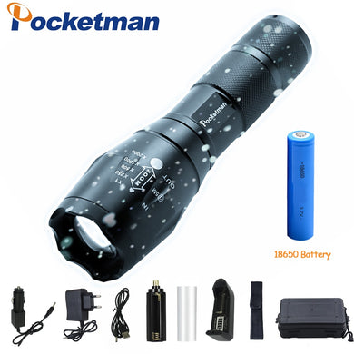 Led flashlight 12000LM Ultra Bright Waterproof Torch T6/L2/V6 Camping lights 5 Modes Zoomable Light with 18650 battery charger